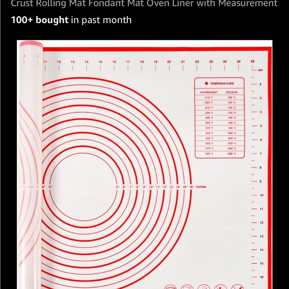 Red and White Baking Mat with Measurements